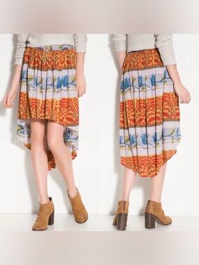 Vintage Free People ‘Zen Garden’ High Low Floral Print Skirt size Large